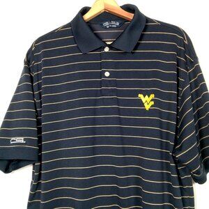 WVU Mountaineers Crable Polo Shirt Men XL West Virginia University Striped